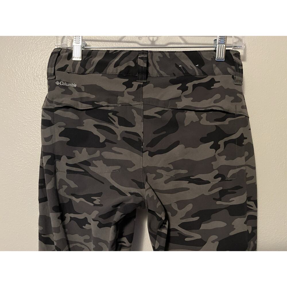 Columbia Camo Pants Womens 4 Green Hiking Utility Trail Omni-Shield Roll Tab Hem - Picture 6 of 14